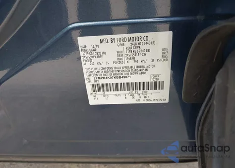 2019 Ford Edge Titanium из США, поврежденный, VIN 2FMPK4K97KBB49871